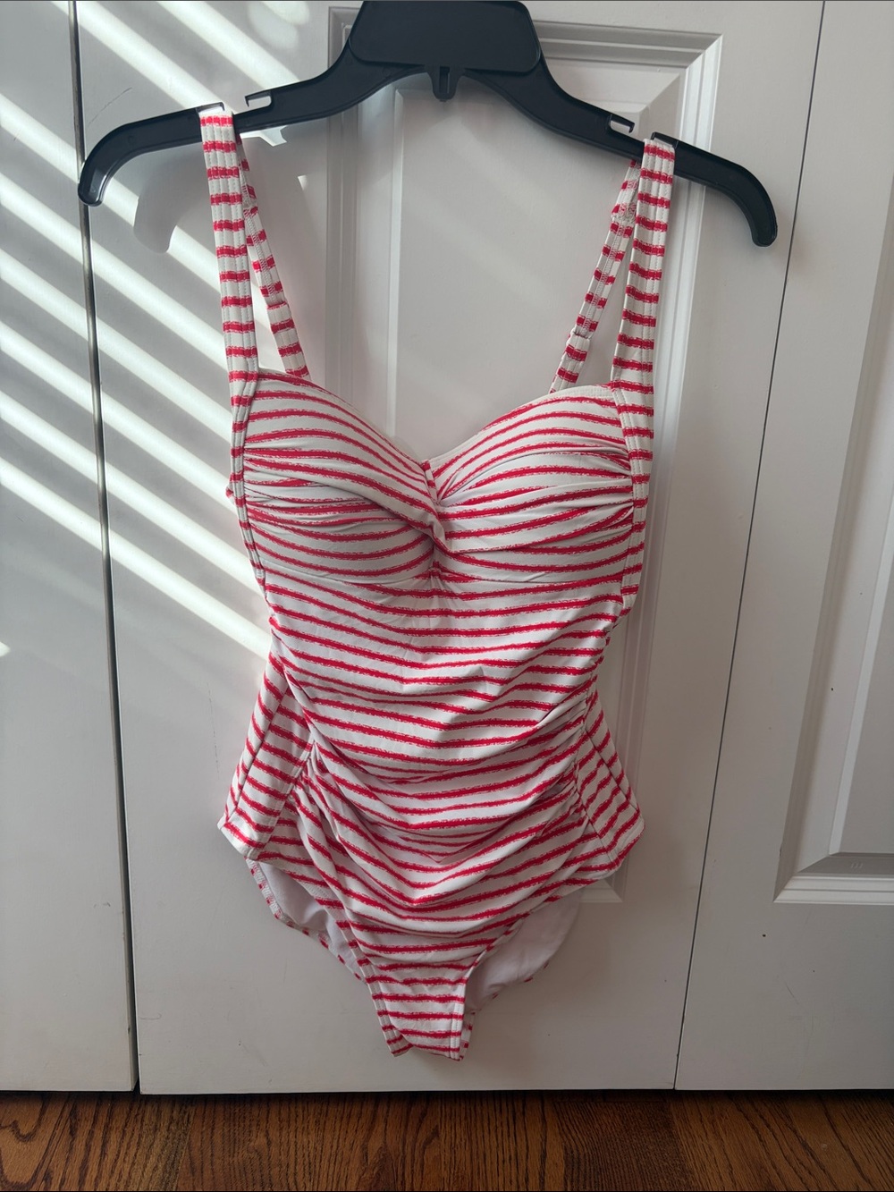 Niptuck Swim One-Piece Swim Suit in Red and White Stripes Size 6